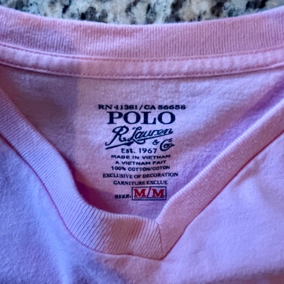Pink Ralph Lauren Polo v neck tshirt. - Picture 3 of 3